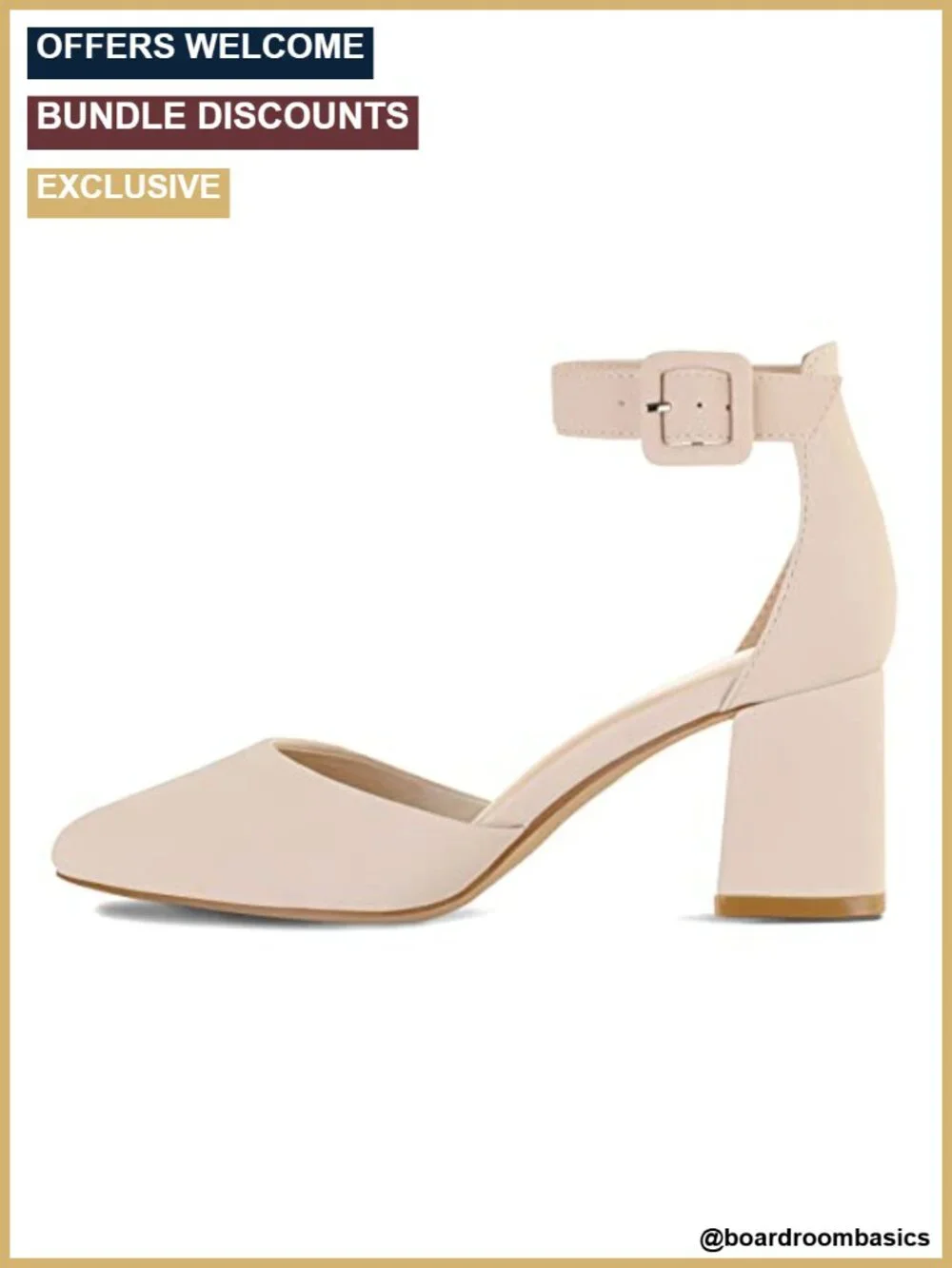 Pointed Toe Low Chunky Heels Ankle Strap Dress Pumps with Latex Cushion